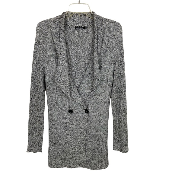 NIC + ZOE Black and Grey Speckled Cardigan Sweater Size Medium - Picture 2 of 7